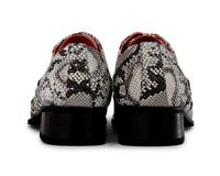 Mens Grey Snakeskin Design Shoes with Metal Toe