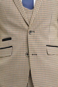 Mens Beige Navy Check Suit