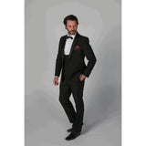 Ford Men's Black 3-Piece Classic Tuxedo Suit with Satin Lapels