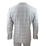 Francis Men's Grey 3-Piece Wedding Suit with Tan Brown Check and Velvet Trim