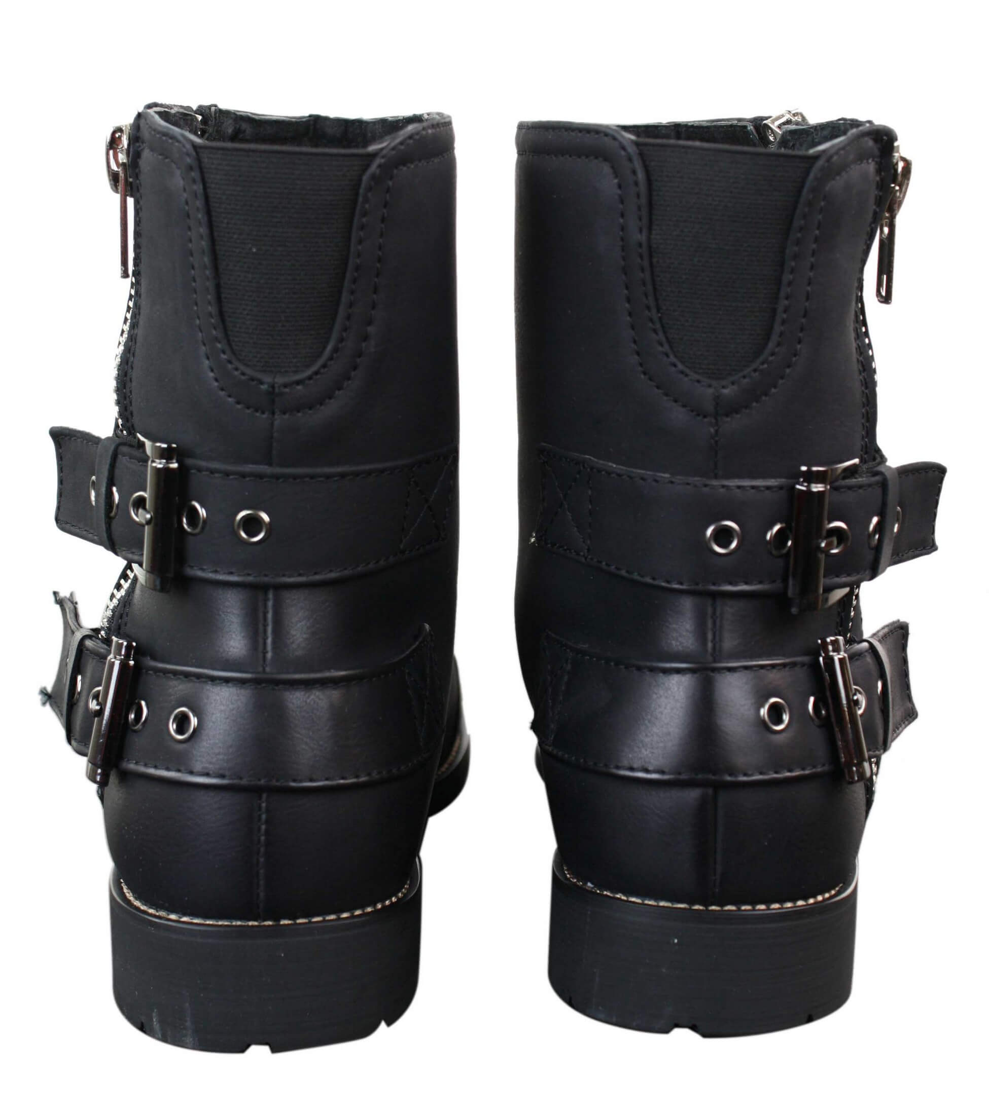 Mens Zip Biker Motorcycle Boots Punk Rock Ankle Belted Buckle Casual
