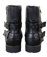 Mens Zip Biker Motorcycle Boots Punk Rock Ankle Belted Buckle Casual