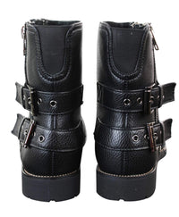 Mens Zip Biker Motorcycle Boots Punk Rock Ankle Belted Buckle Casual