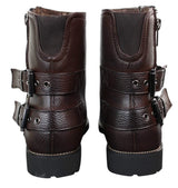Mens Zip Biker Motorcycle Boots Punk Rock Ankle Belted Buckle Casual