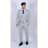 Mens Tweed Light Grey 3 Piece Suit Tailored Fit Classic Vintage 1920s Wedding