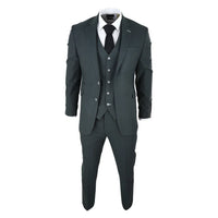 Mens Tweed Olive Green 3 Piece Suit Tailored Fir Classic Vintage 1920s Wedding