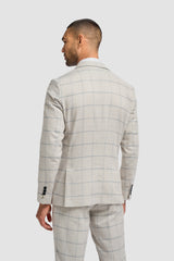 Gabriel - Men's Grey Linen Checked Blazer