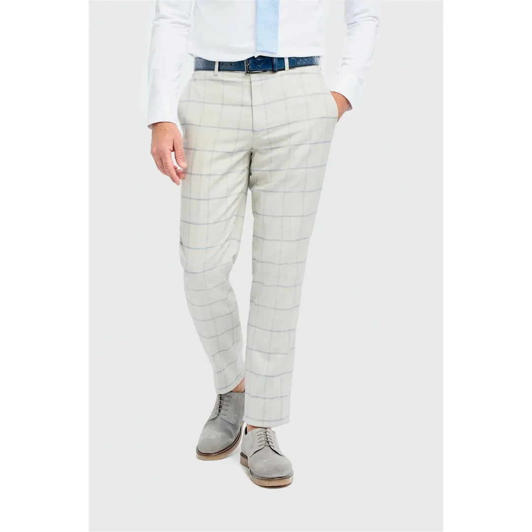 Gabriel - Men's Grey Checked Trousers