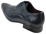 Mens Blue Black Cream Beige Leather Italian Design Shoes Pointed Laced Smart