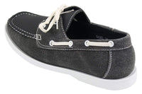 Mens Retro Denim Style Vintage Deck Boat Shoes Smart Casual Laced Navy Washed