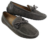 Mens Slip On Denim Leather Lace Moccasin Shoes Smart Casual Italian Tan Navy