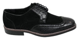 Mens Black Brown Suede & Snake Leather Brogues Shoes Gatsby Vintage