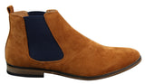 Mens Italian Suede Slip On Ankle Boots Smart Casual Desert Chelsea Dealer