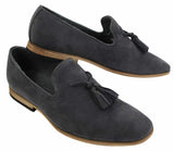 Mens Suede Loafers Driving Shoes Slip On Tassle Design Leather Line Black Comfort