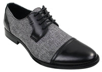 Mens Smart Casual Laced Tweed & Leather Laced Shoes Vintage Retro