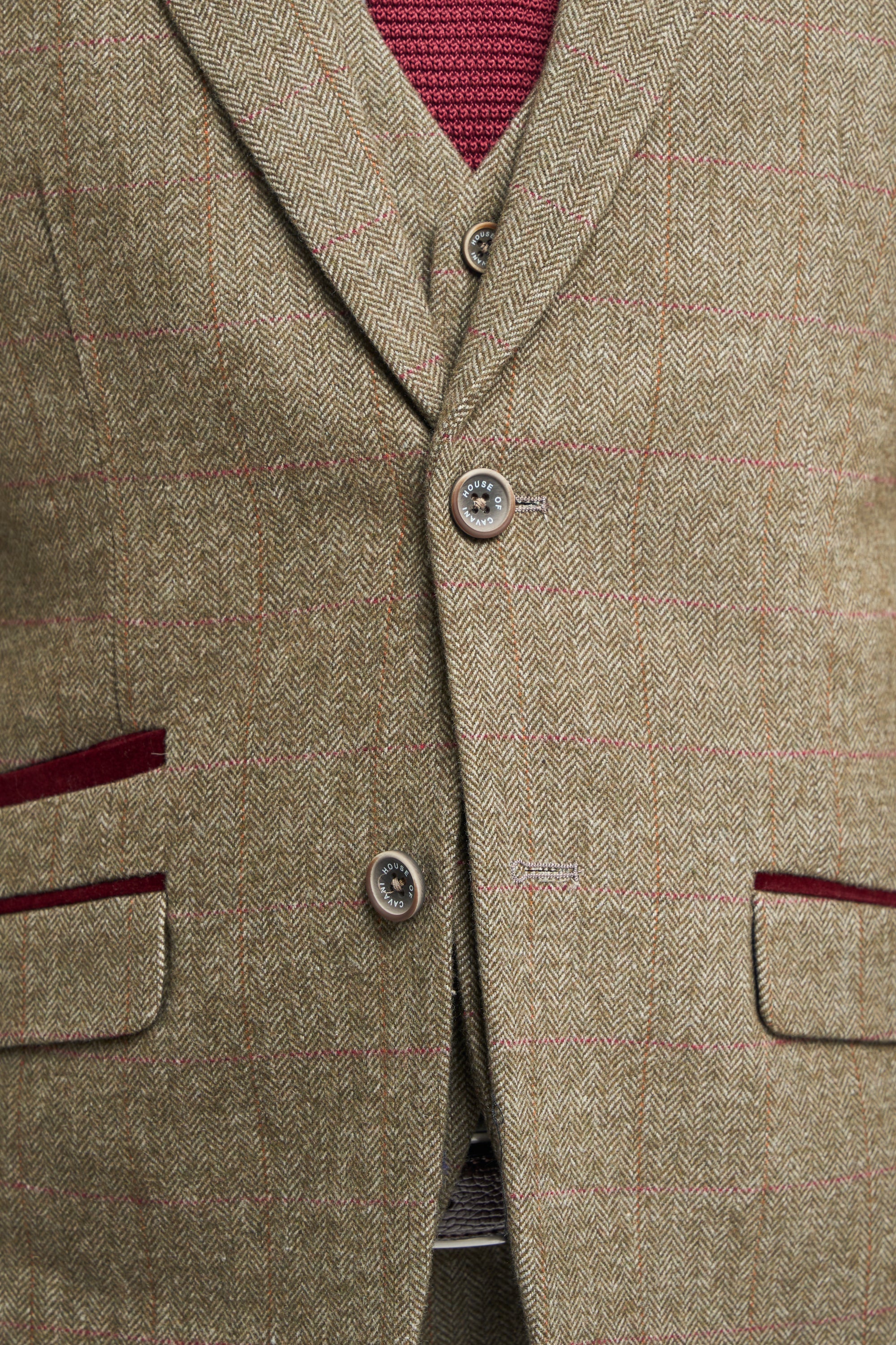 Mens Tweed Olive Green Check Suit