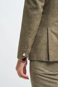 Mens Tweed Olive Green Check Suit