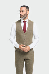 Mens Tweed Olive Green Check Suit