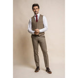Gaston - Men's Tweed Olive Check Waistcoat
