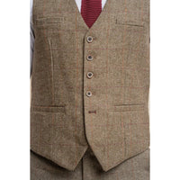 Gaston - Men's Tweed Olive Check Waistcoat