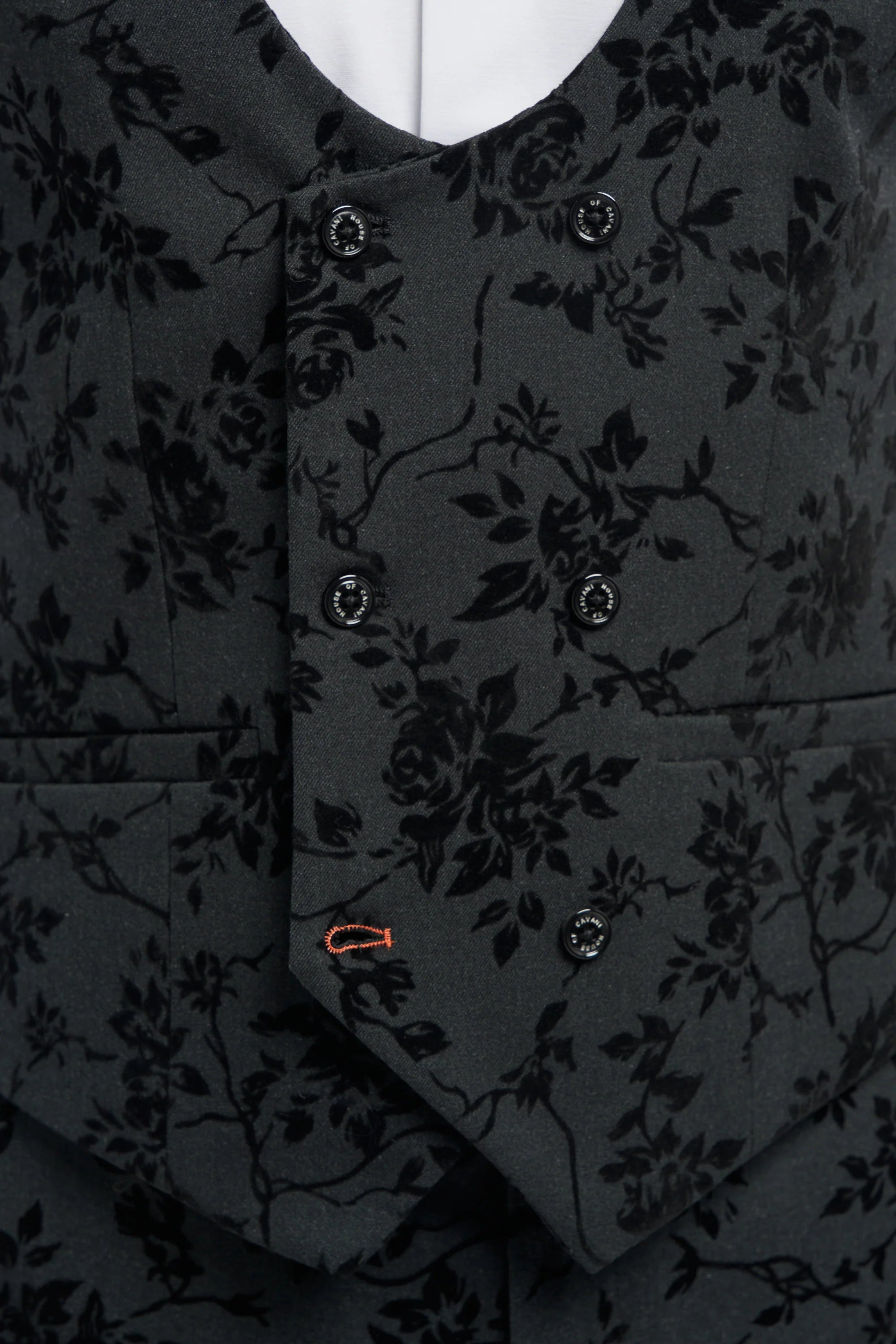 Mens Black 3 Piece Paisley Velvet Suit