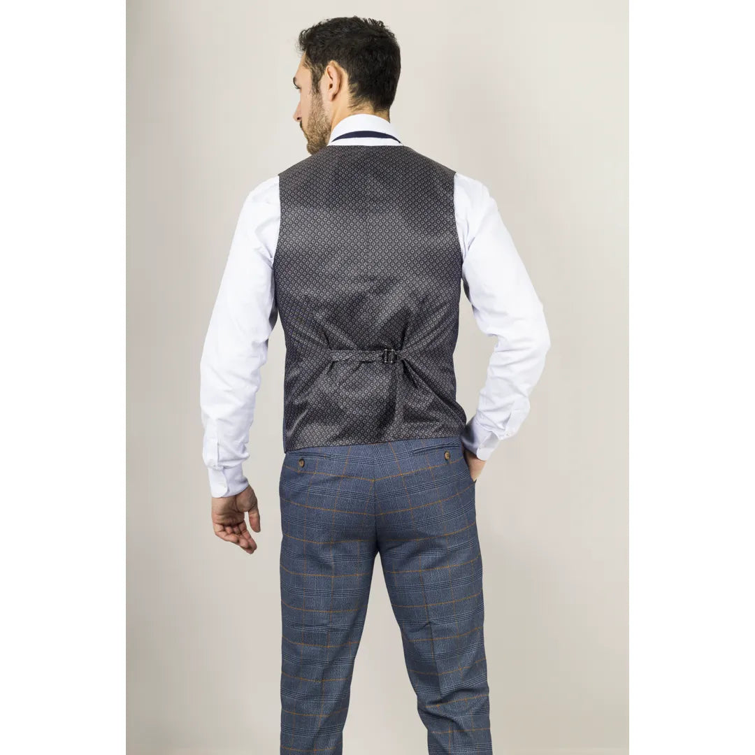 Gisborne - Men's Navy Checked Waistcoat