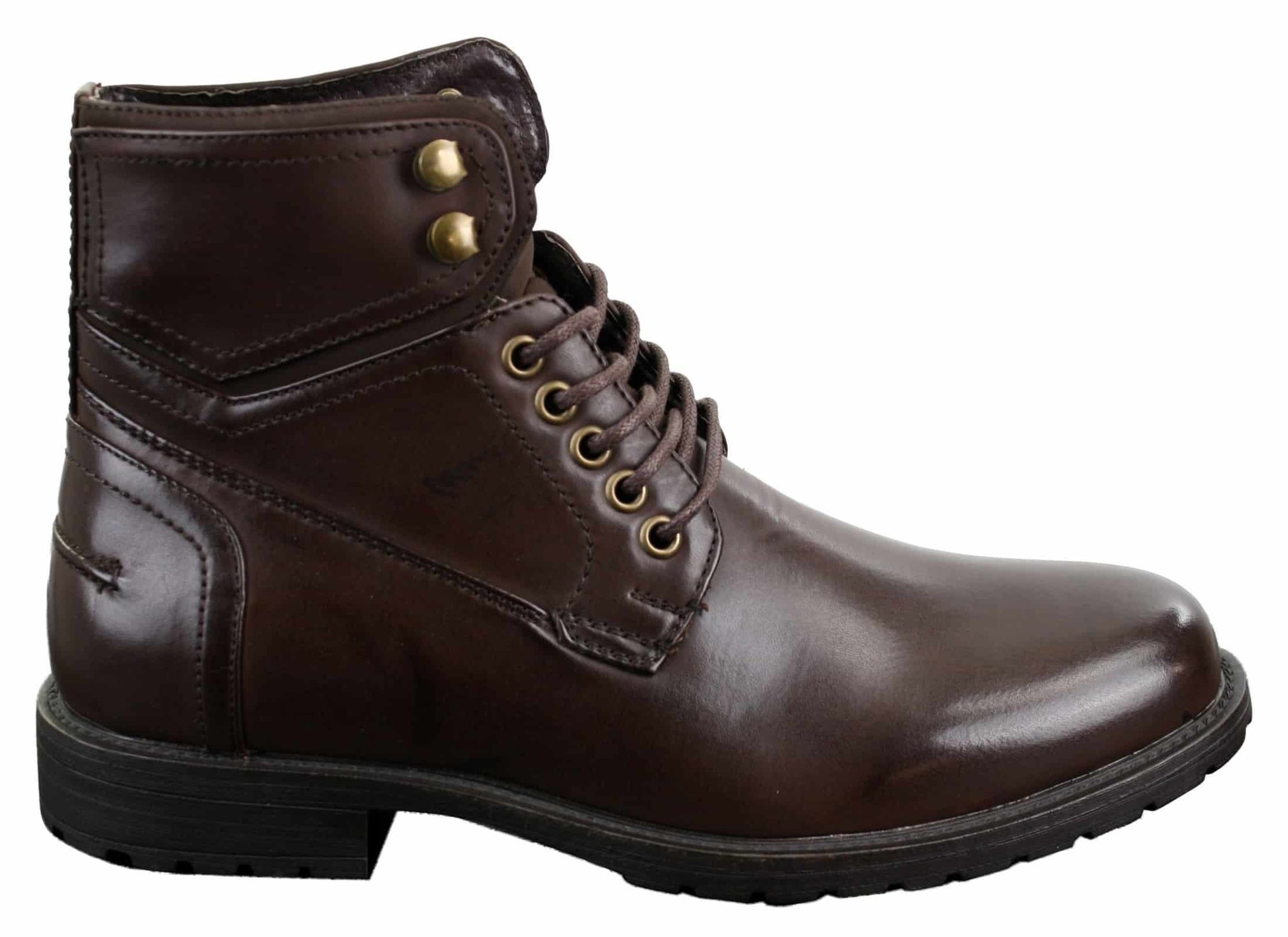 Mens Laced Military Army Casual Ankle Boots Leather Boots Black Brown