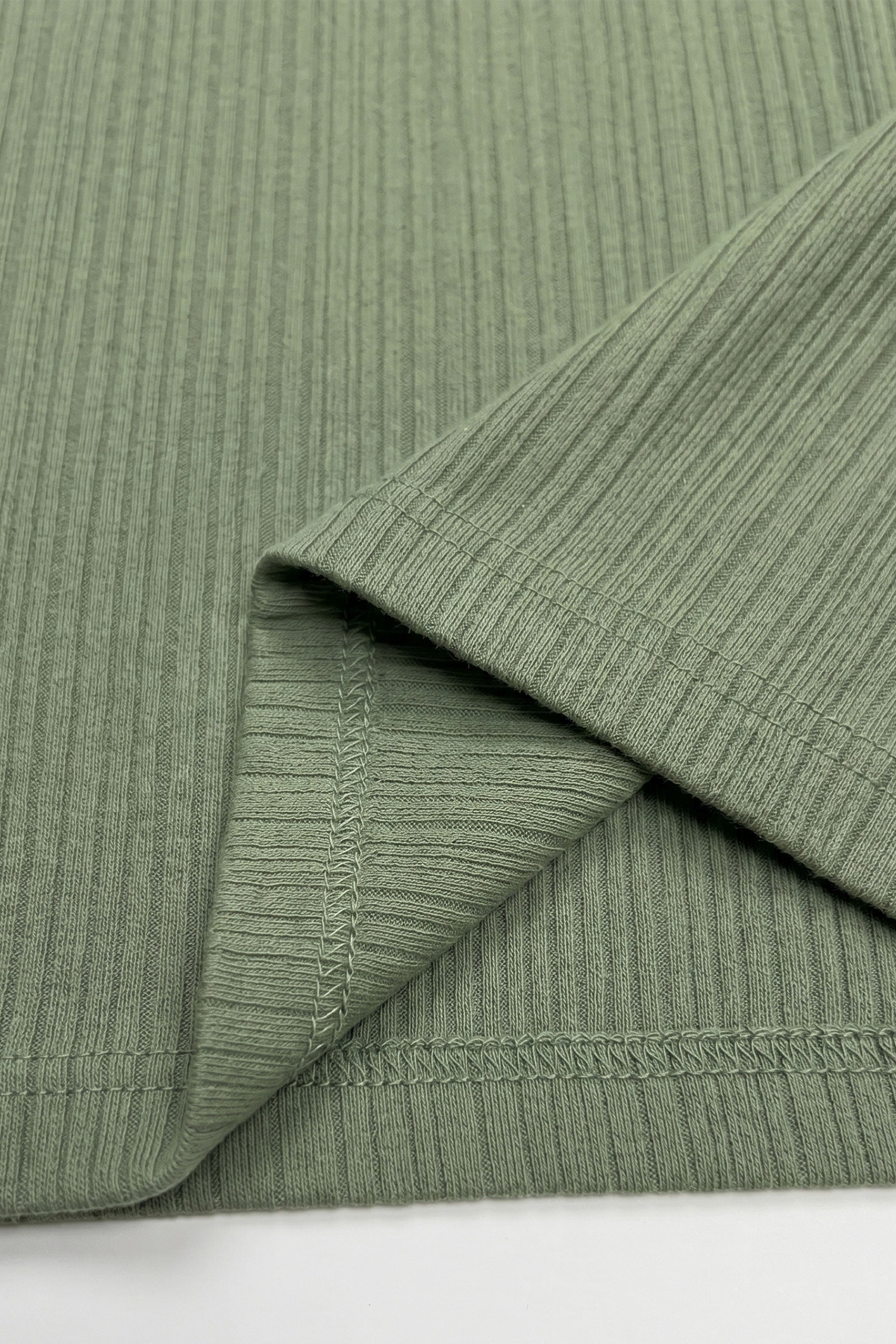 Green Ribbed Classic TShirt for Men