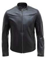 Happy Gentleman B101 - Mens Black Genuine Leather Biker Jacket - Slim Fit