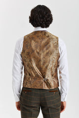 Harris - Green Tweed Herringbone Check Waistcoat for Men