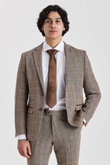 Harris - Tweed Brown Herringbone Check Blazer for Men