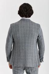 Harris - Tweed Grey Herringbone Check Blazer for Men