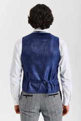 Harris - Tweed Grey Herringbone Check Waistcoat for Men