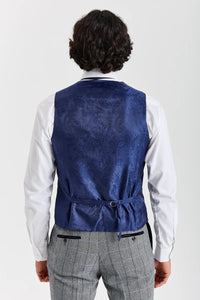 Harris - Tweed Grey Herringbone Check Waistcoat for Men