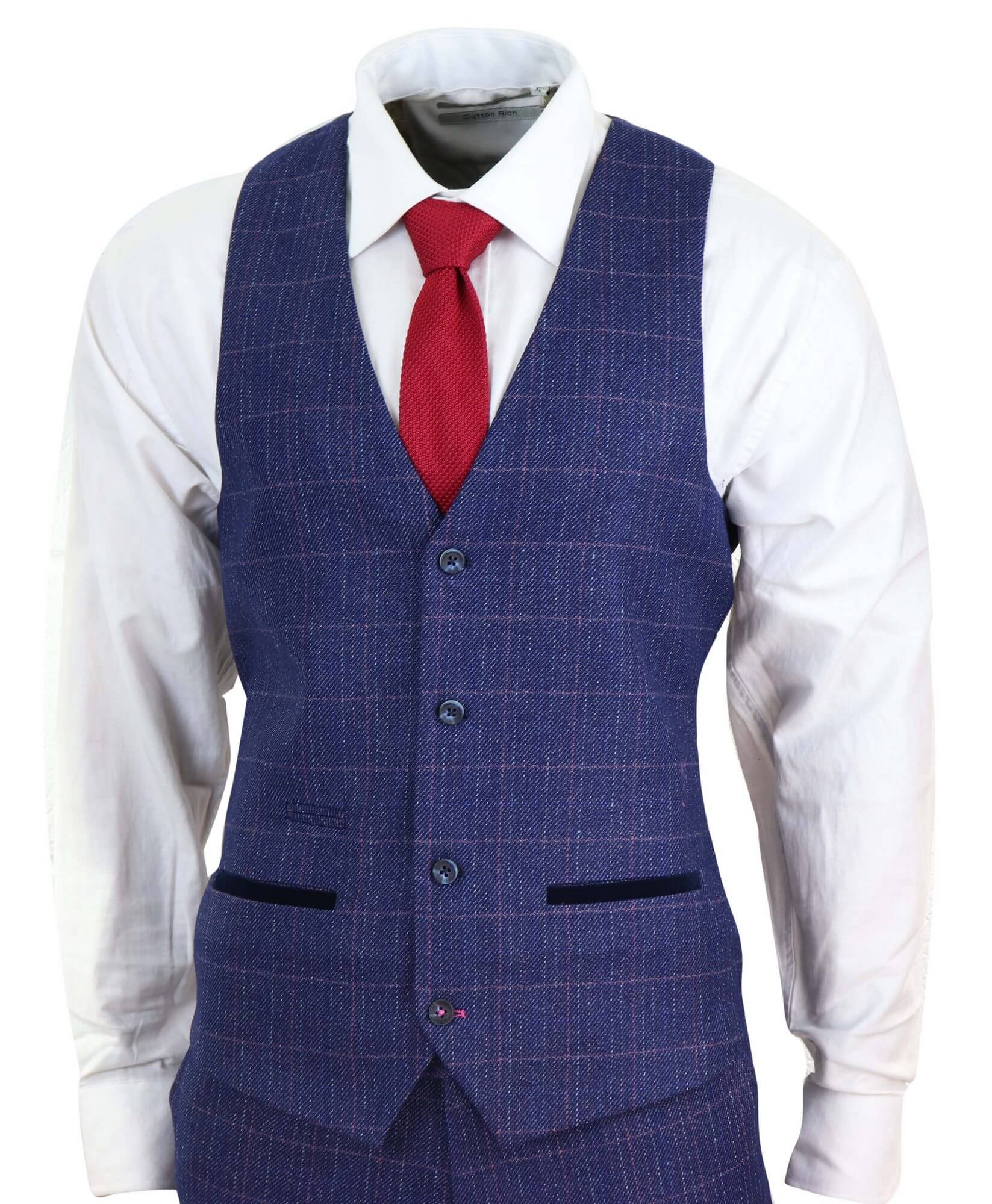 Mens Blue Purple Check 3 Piece Suit