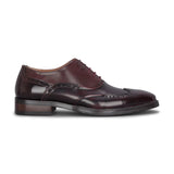 Harry - Men's Wine Patent Leather Brogue Shoes