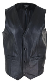 Mens Black Hide Leather Waistcoat