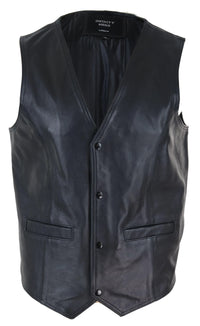 Mens Black Hide Leather Waistcoat