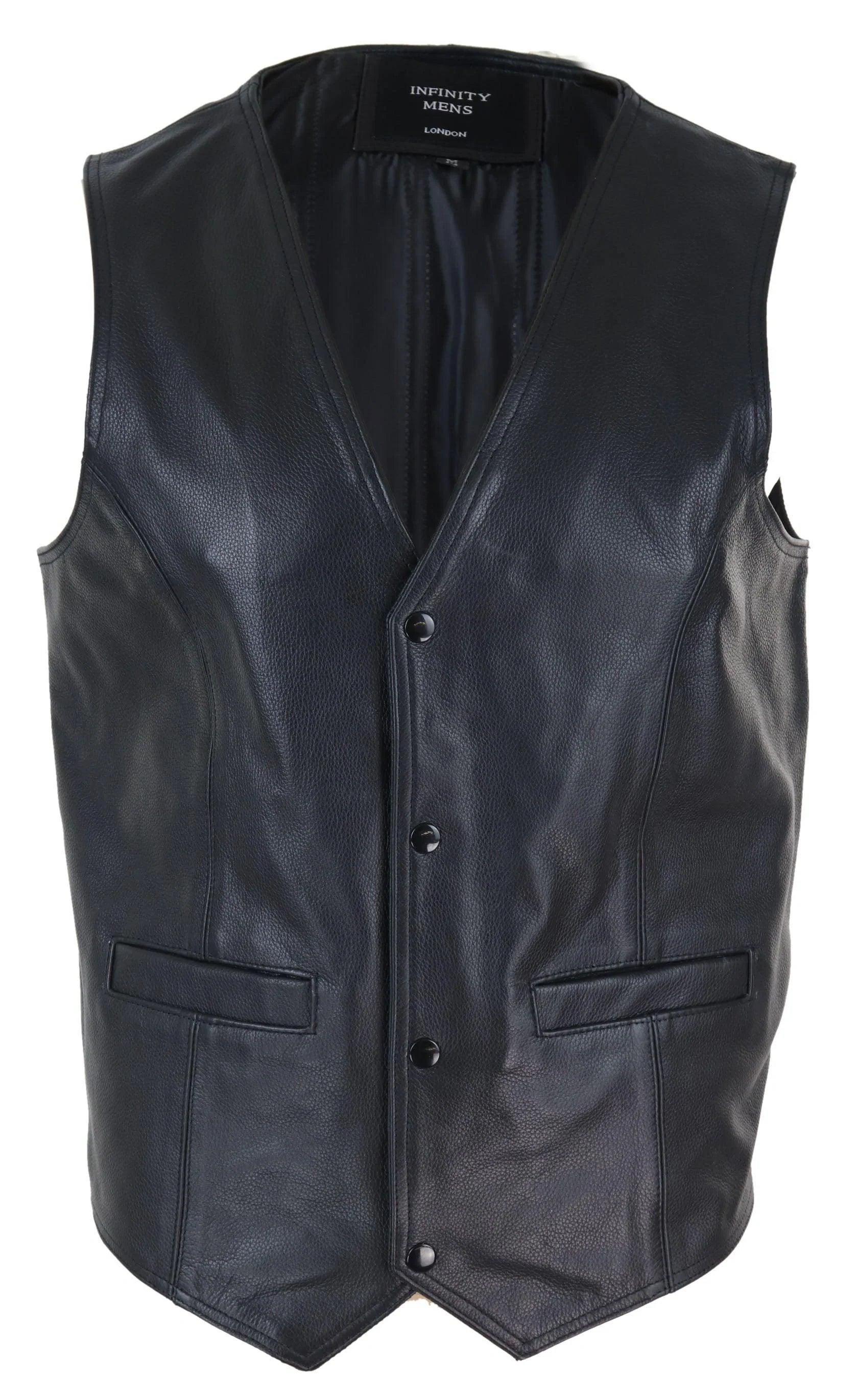 Mens Black Hide Leather Waistcoat