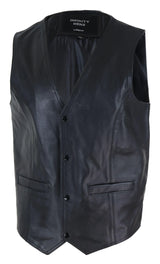 Mens Black Hide Leather Waistcoat