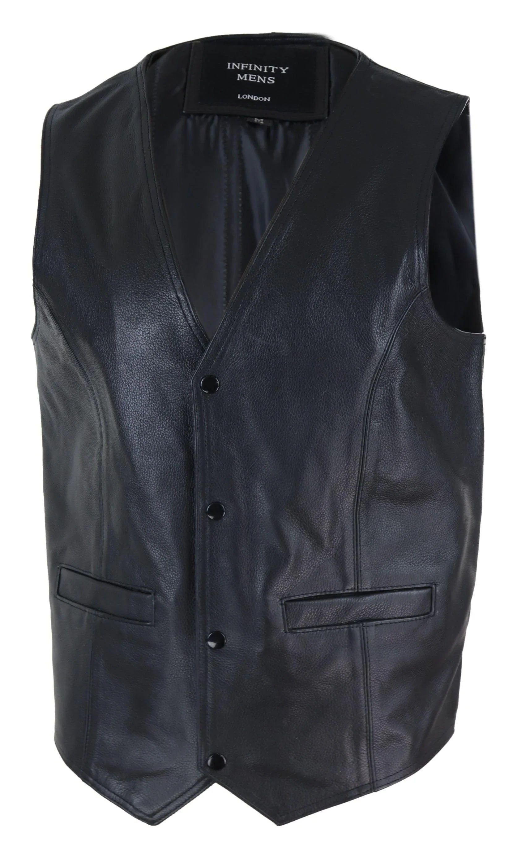 Mens Black Hide Leather Waistcoat