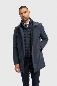 Heston - Men's Lightweight Casual Padded Navy Overcoat