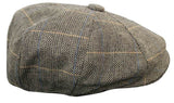 Mens Tweed Check Peaky Blinders Cap