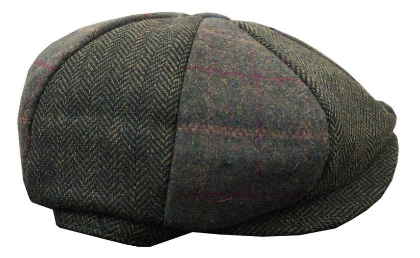 HT6325 - Mens Check Herringbone Tweed Mix Newsboy 8 Panel Hat