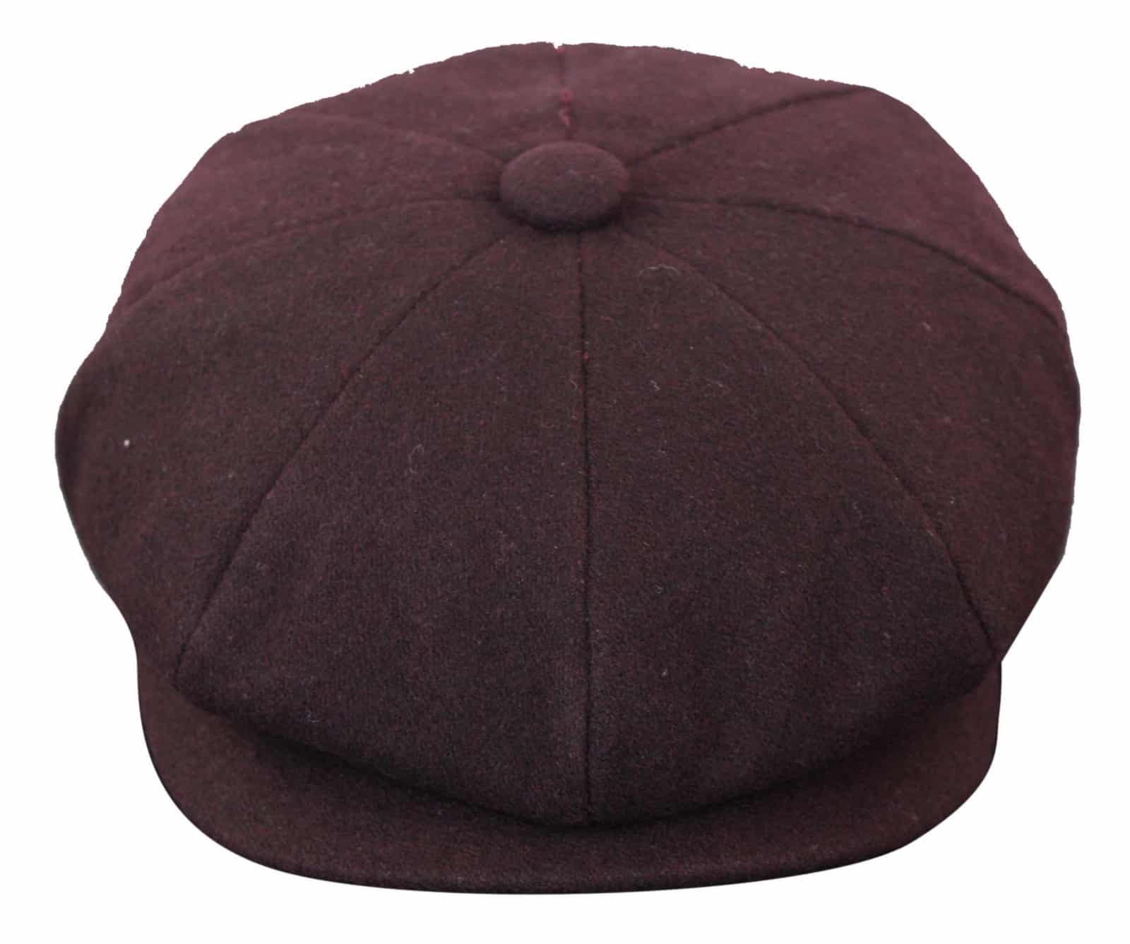 HT6363 - Mens Vintage Tweed Newsboy Peaky Blinders Cap - Brown/Wine