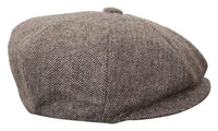 HT6364 - Mens Herringbone Tweed Newsboy Peaky Blinders Hat