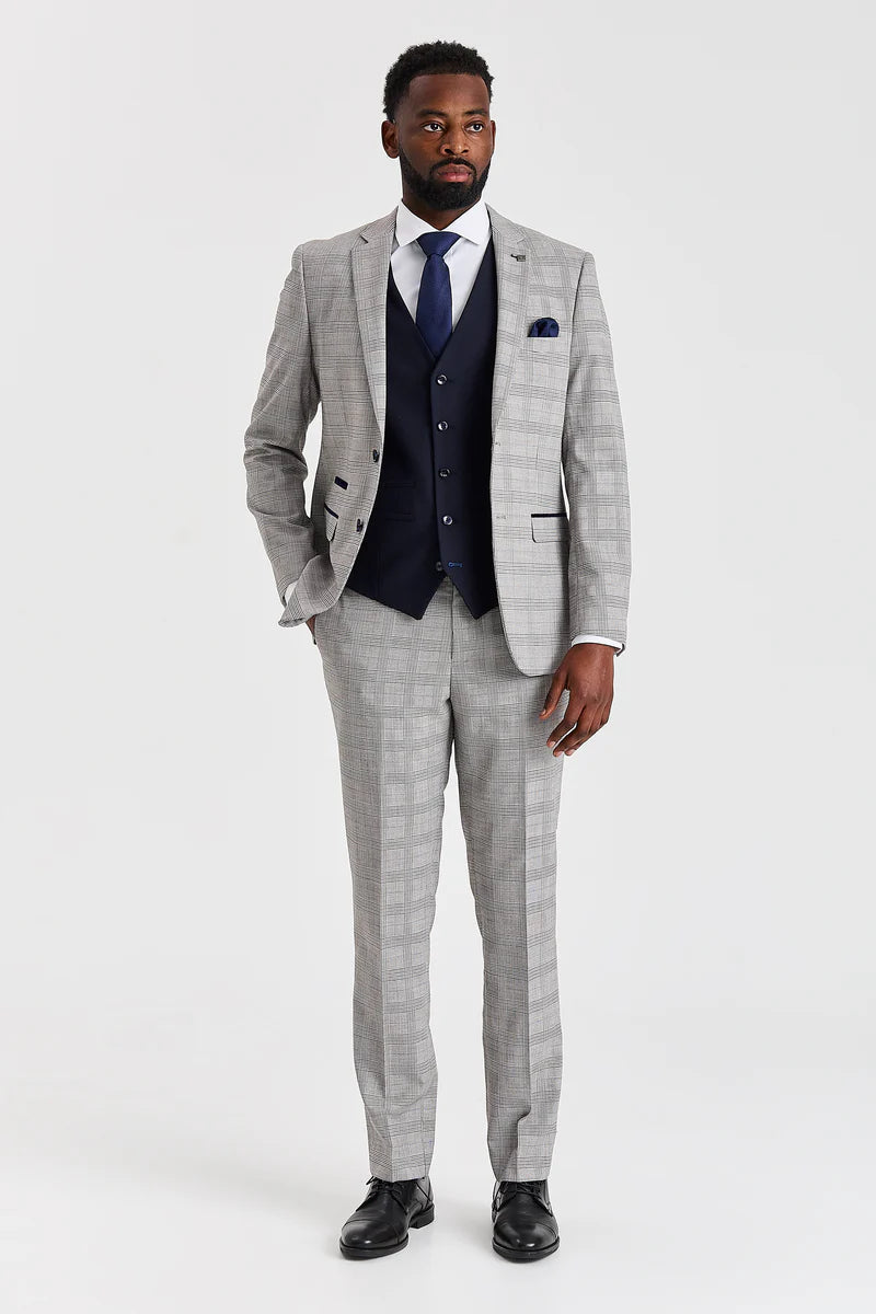 Hugo Grey Suit with Parker Navy Contrasting Waistcoat