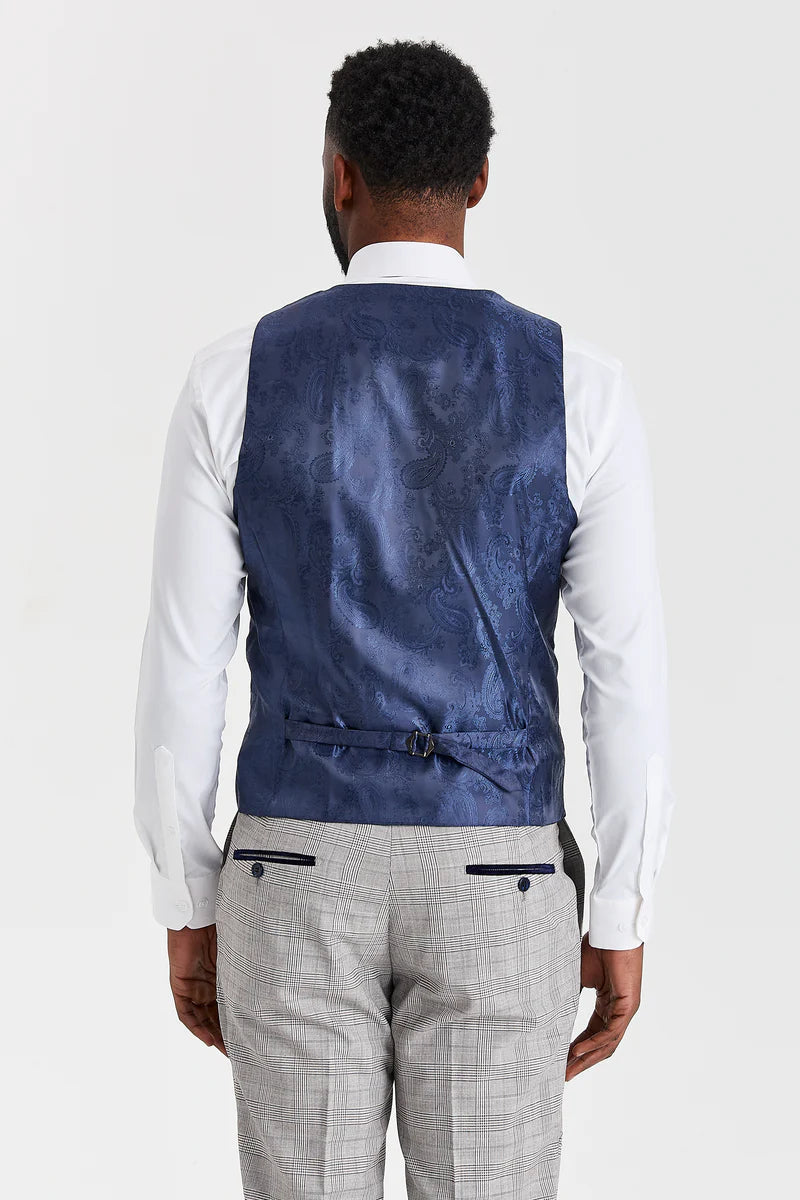 Hugo Grey Suit with Parker Navy Contrasting Waistcoat