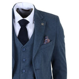 IM40 - Navy Blue 3 Piece Herringbone Tweed Suit for Men