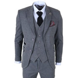 IM41 - Grey 3 Piece Herringbone Tweed Suit for Men